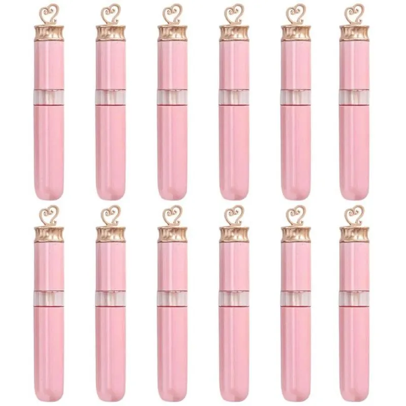 6ml Pink Elegant Bottles Containers Lip Gloss Tubes Empty Refillable Lipgloss Bottles Vials with Brush for DIY Samples Prvow