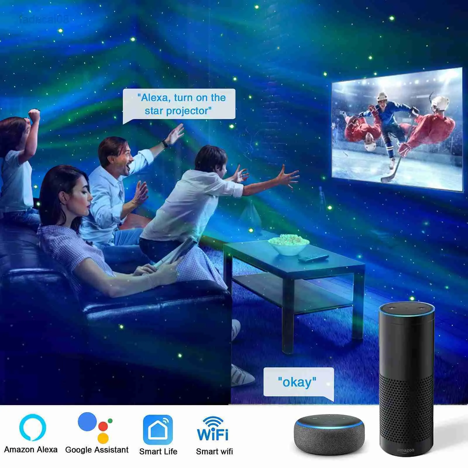 Star Night Light Projector for Kids Room, Aurora Galaxy Projector Work with  Alexa & Smart App, Remote & Voice Control, Bluetooth Speaker,White