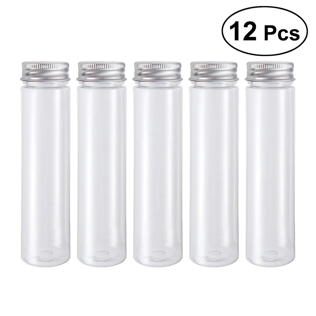 Folhas de plástico de vidro 12 PCS Tubos de ensaio transparentes de fundo plano com tampas de rosca Candy Cosmetic Travel Lotion Containers 110ml 230703