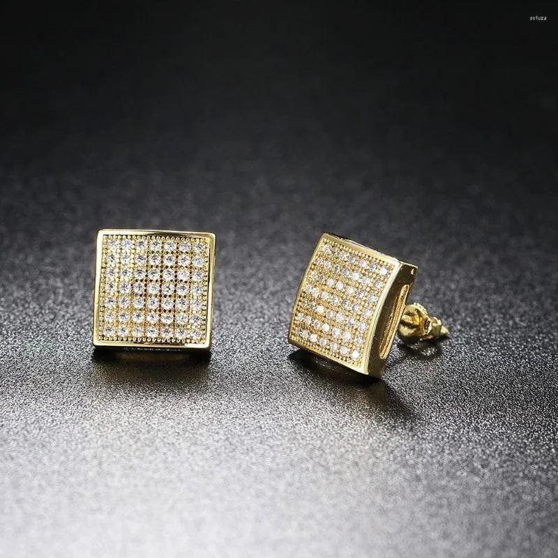 Stud Earrings With Zircon For Men Gold Color Punk Hip Hop Piercing Cartilage Earring Retro Trend Fashion Women's Jewelry OHE047