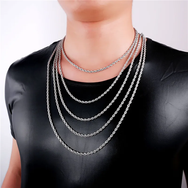 Collier de chaîne de luxe Chaîne minimaliste Colliers en or Accessoire de charme chic personnalisé Bijoux en acier inoxydable Chaîne de corde Collier pour homme Chaînes épaisses de luxe