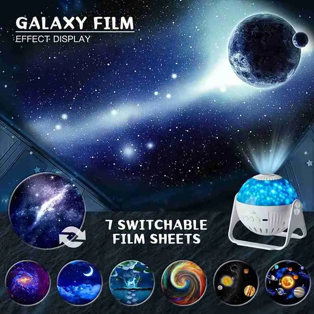 Светодиодные звездные ночные светильники Galaxy 360 ° votate Planetarium Starry Sky Projector Lamp для детской спальни декор ночной свет HKD230704