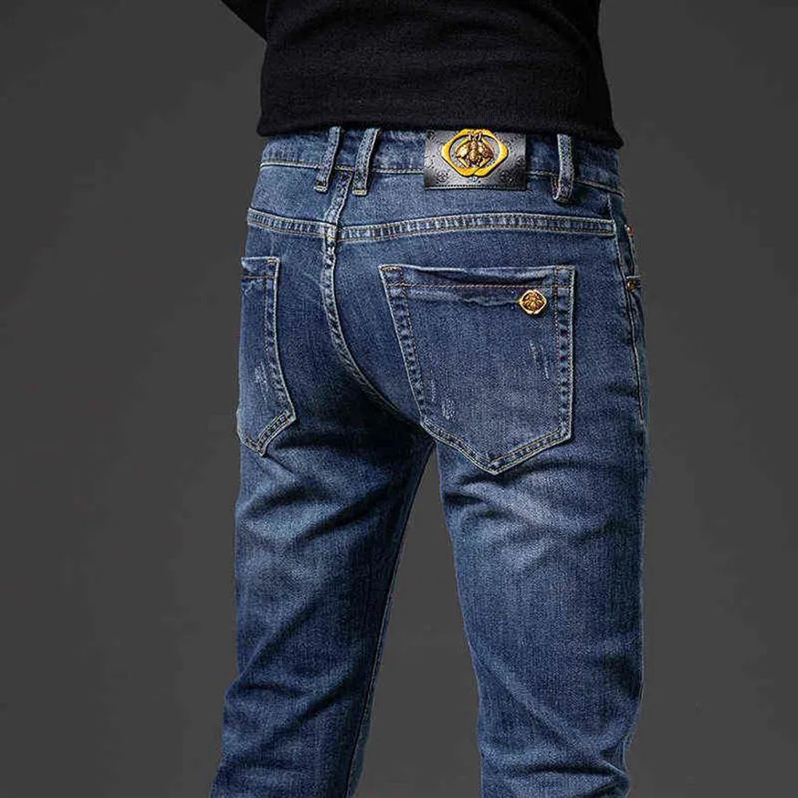 e autunno inverno jeans spessi versione coreana da uomo cotone elastico piccoli piedi slim piccola ape265m