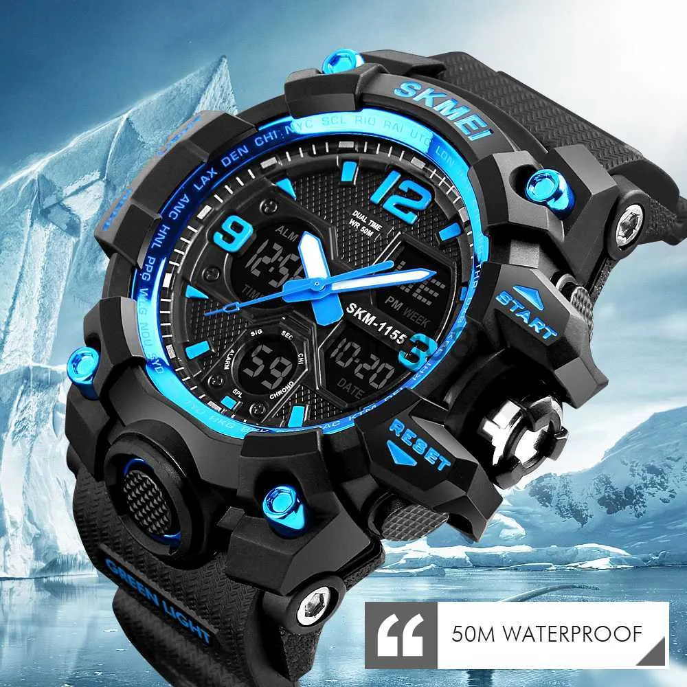 Wristwatches SKMEI Men Sport Quartz Analog Digital LED Outdoor Waterproof Military es Chronograph Wristes 1155 2018 0703