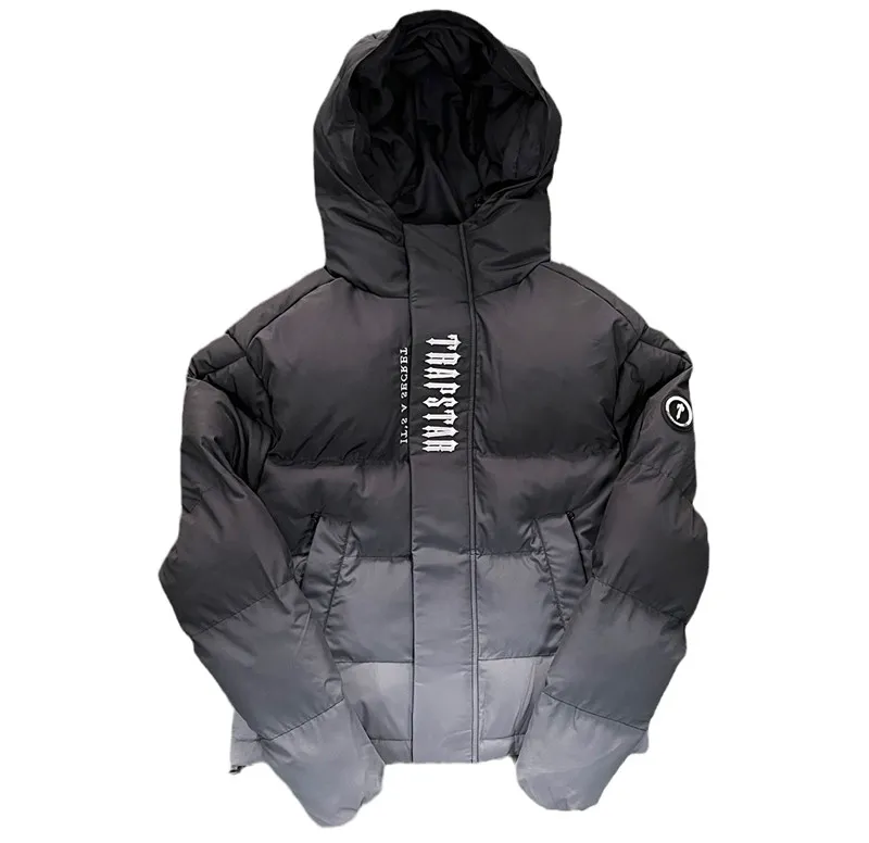 Parkas Trapstar London Trap Down Jacket Parka Men Women Luxury Brand Shiny Black Embroidery Winter Puffer Jacket