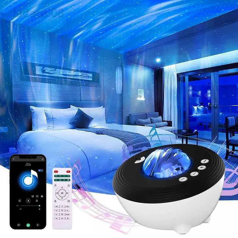 ライトスマートナイトライトオーロラ銀河プロジェクター LED 回転 Bluetooth スピーカースカイプロジェクションランプホワイトノイズ装飾寝室パーティーギフト HKD230704