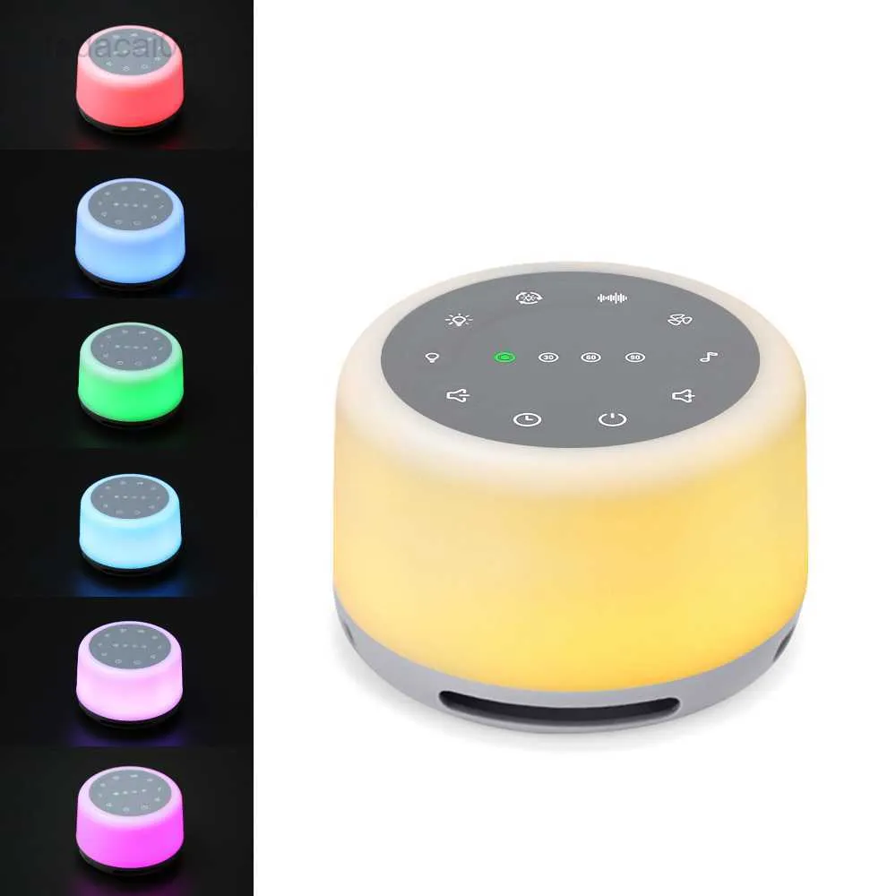 Luzes venda imperdível luz noturna rgb 24 sons suaves ruído branco dormir máquina de som portátil para adultos e bebês hkd230704