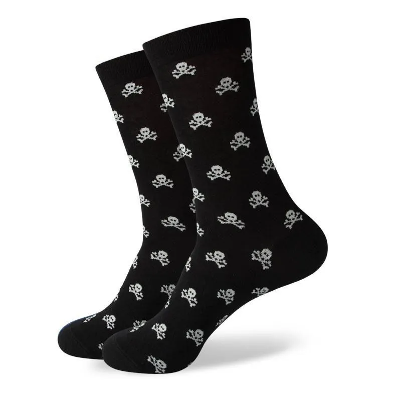 Chaussettes pour hommes Mens Match-Up Skl and Crossbones Patterned Cotton Blend Dress Drop Delivery Apparel Underwear Dhsup