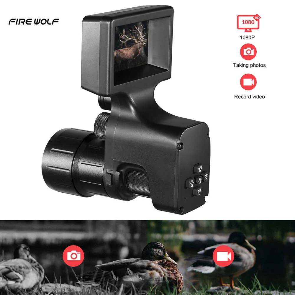 Fire Wolf Night Vision Device مع/WiFi App 200m Range NV Riflescope IR Light Vision Vision for Hunting Trail Camera
