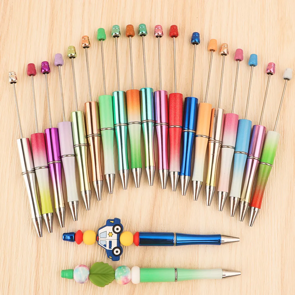 Lot De 20 Stylos à Perles Rotatifs Bricolage - Corps Bleu, Tige 5.3 Cm Pour Perles à Gros Trou