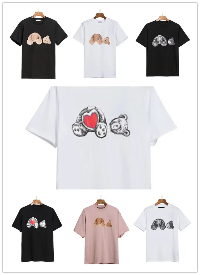 디자이너 남자 티셔츠 럭셔리 브랜드 의류 라벨 참수 곰 알파벳 패션 면화 면화 짧은 슬리브 트렌디 한 남자와 여자 티셔츠 탑