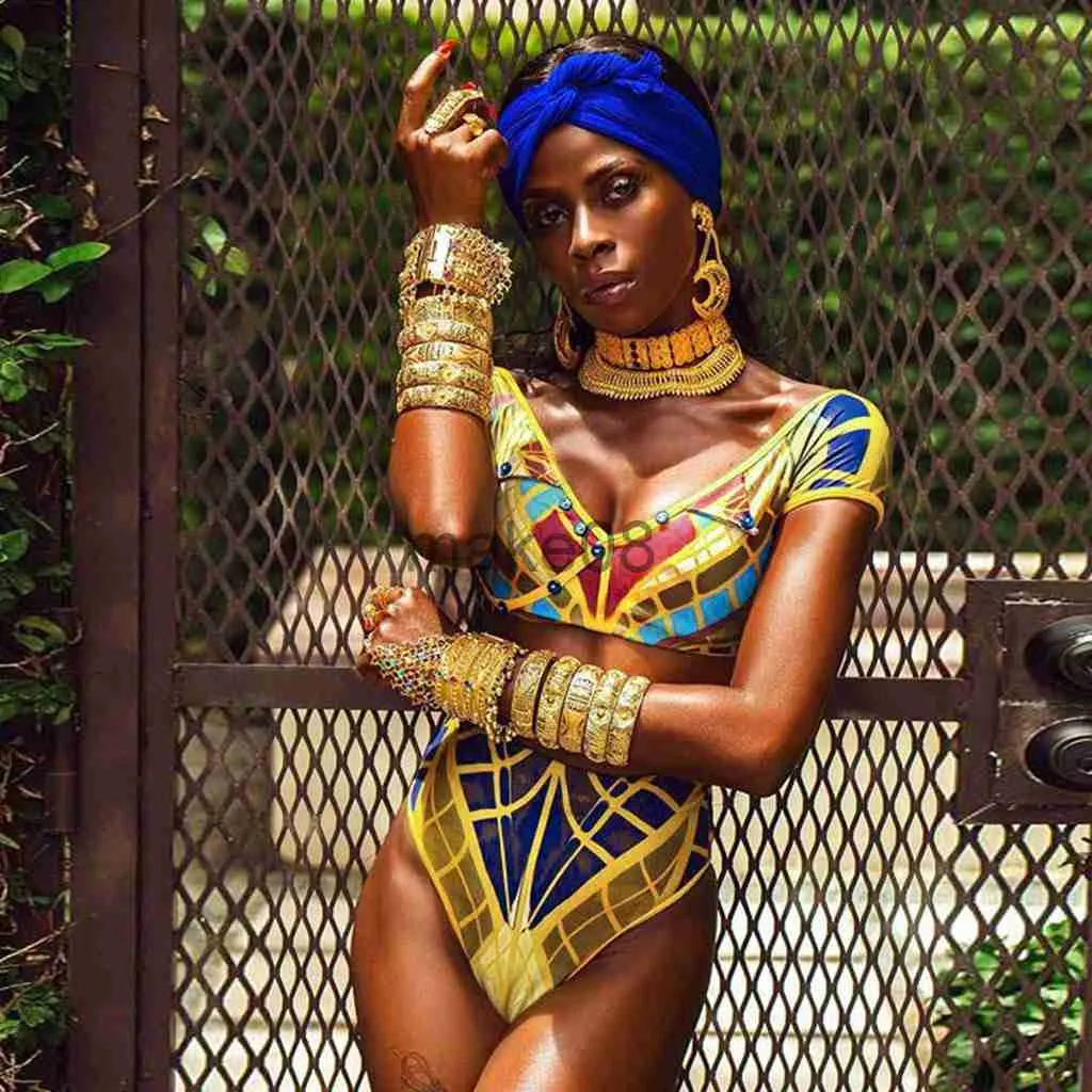 Roupa De Banho Feminina Ind gena Africano Totem Estilo tnico Oco