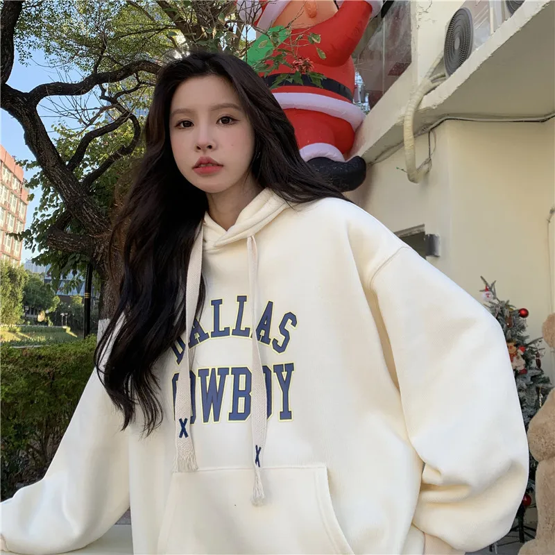 Women's Two Piece Pant Apricot Hooded Sweatshirt Printing Vintage Long Sleeve Korean Fashion Baggy Casual Y2K Autumn Female Grey Pullover Tops 230703