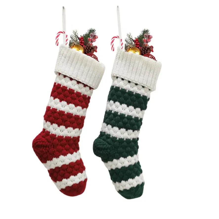 Christmas Knitted Stocking Gift Bags Knit Decorations Xmas Large Personalize Favor Socks E0704