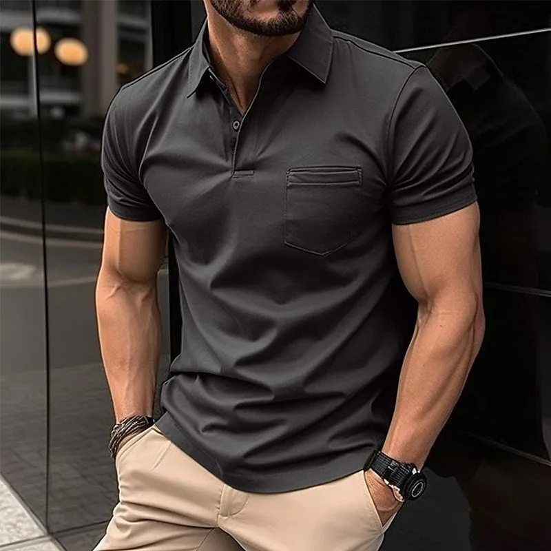 Polos Para Hombre, Camisas Para Hombre, Camisas Formales De Manga Corta Con  Bolsillo A La Moda