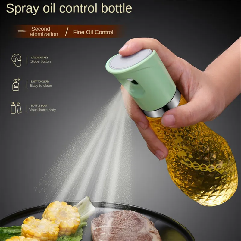 Frasco de spray de óleo para fritadeira de ar de 260 ml Cozinha Azeite doméstico Óleo de cozinha Vidro Molho de soja Spray de panela Spray de spray de óleo para churrasco Tanque de spray de óleo