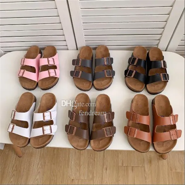 Designer zomer sandalen Boston klompen kurk platform slippers Mode lederen Casual schoenen Vrouwen Mannen outdoor Platte Sliders luxe dia's gemengde kleuren size36-44