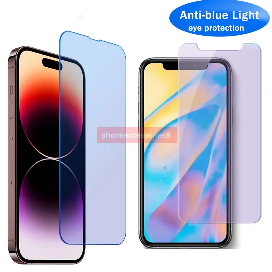 2.5D Anti-Blue Ray Augenschutz gehärtetes Glas Handy-Displayschutz für iPhone 15 14 13 12 11 Pro Max XR XS MAX 6 7 8 Großhandel