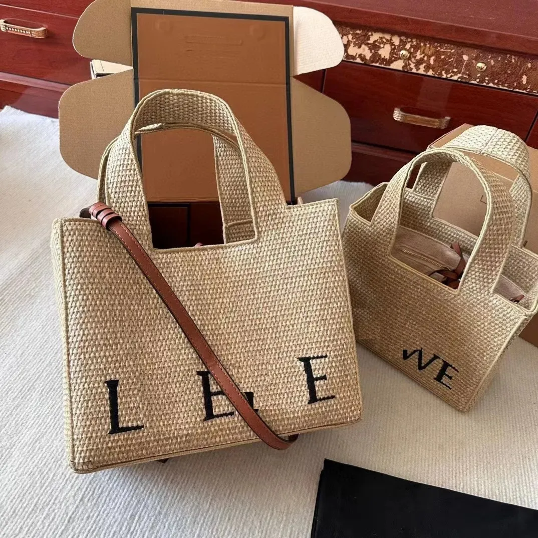 Designer Anagram Basket Woven Shoulder Bag Women Rattan Bag Fashion Ladies Straw Bags Wrapped Beach Handbags Totes Big Size