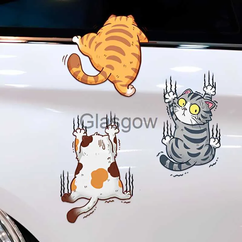 Araba Stickers 3pcs Komik Pet Kedi Araba Sticker Tırmanma Kediler Hayvan Düzenleme Çıkartmaları Dekorasyon Araç Vücut Yaratıcı Çıkartmalar Dekor Aksesuarları X0705