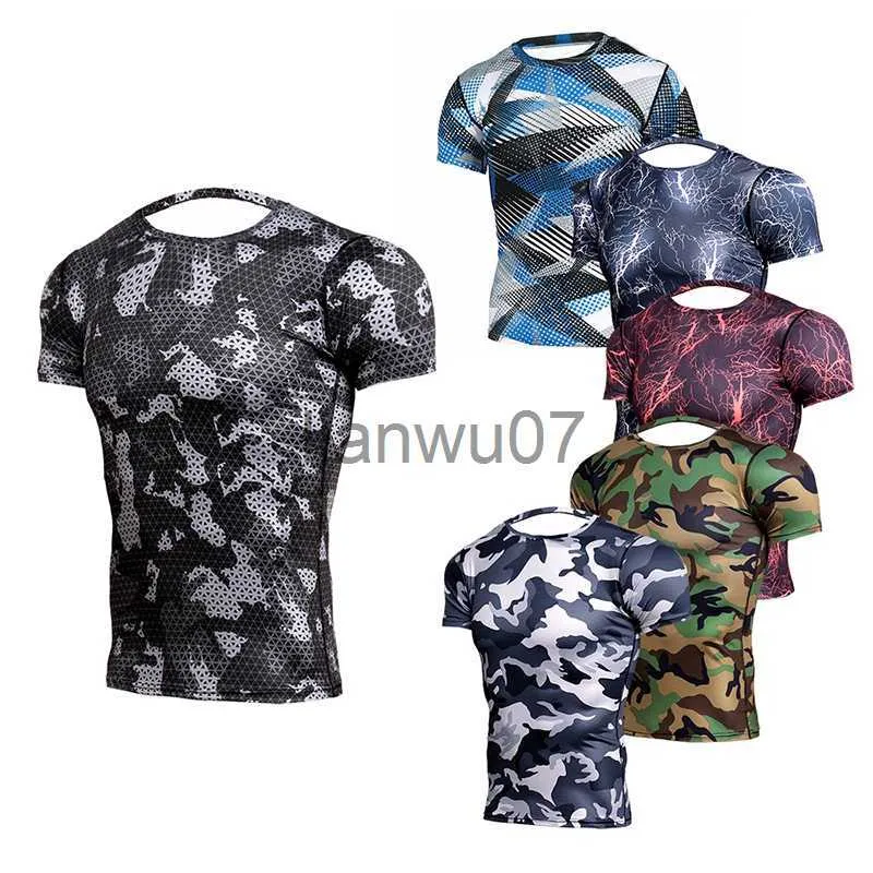 Men's T-Shirts Rashguard Sports Shirt Man Bodybuilding Workout Compression Shirt Men Gym Dry Fit Running Fitness Polyester Men's Tshirts J230705