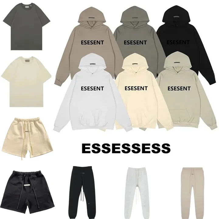 Shirt Männer Shorts Essentialhoodies Designer für Frauen Essentialshirts Herren Hoodie Silica Gel Anzug Sweatshirts Trainingsanzug Pullover Liebhaber Tops s