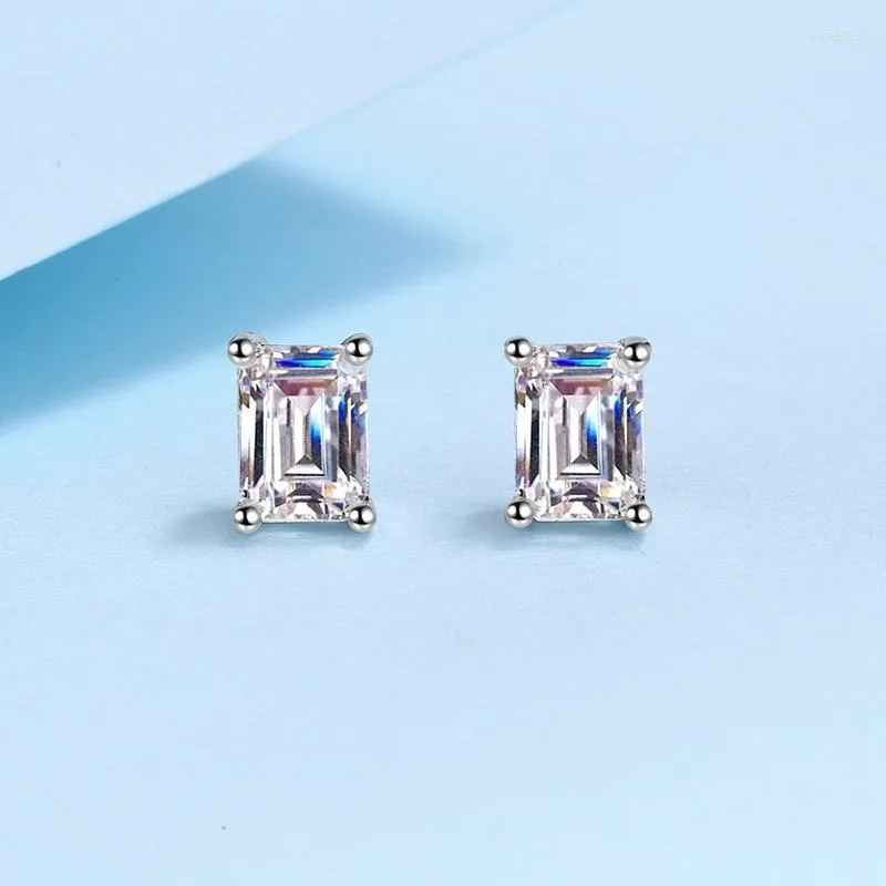 Stud Earrings GRA Certification Radiant Cut Moissanite Engagement Lab Diamond Silver S925 Luxury For Women