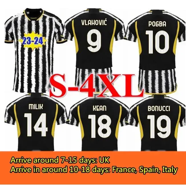 ₩15,087에서 남성 축구 유니폼 Vlahovic 2023 2024 홈 어웨이 Milik di Maria Kean Pogba
