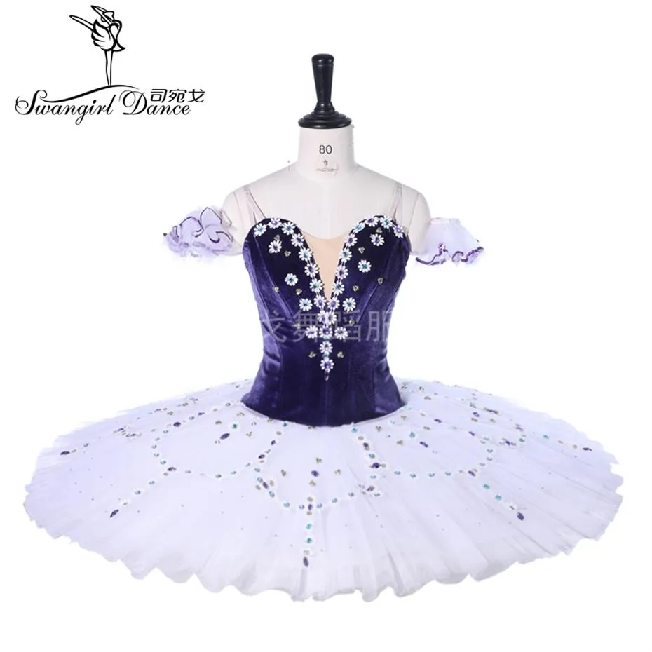 tutu di fata viola scuro tutu di balletto professionale da donna ballerina piatto di frittelle costume di balletto classico prestazioni BT9279244D