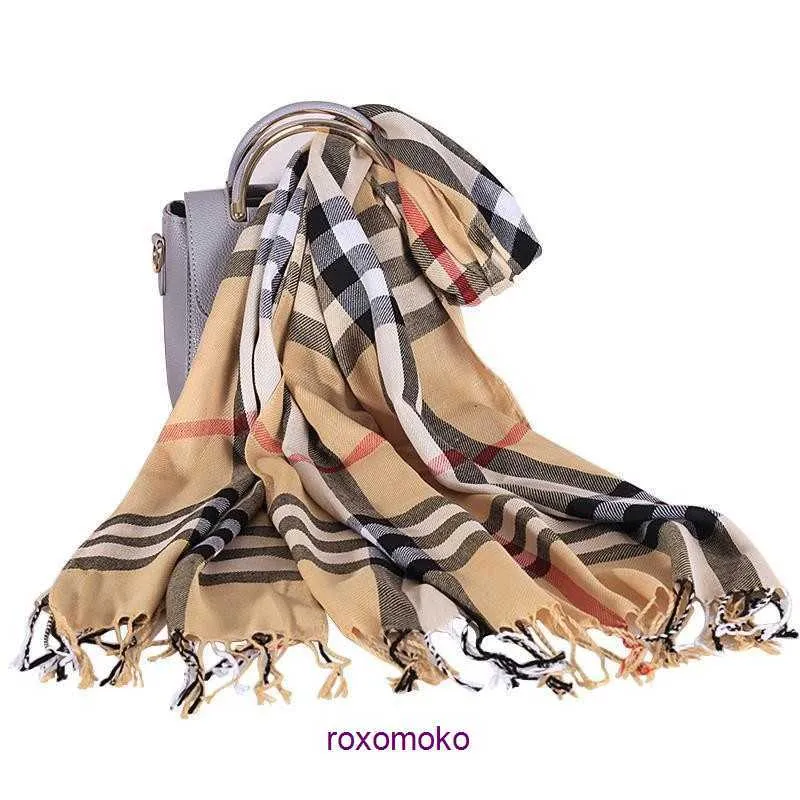 Factory Designer Original Bur Home Winter scarves online store Autumn and New Men's English Style Imitation Cashmere Plaid Scarf Women's Tassel Shawl for warmth