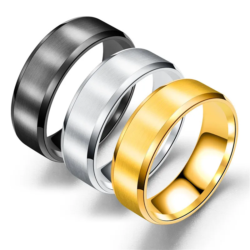 JAJAFOOK 8mm Stainless Steel Spinner Ring - Unisex Brushed Matte Silver Gear Design, Wedding Band, Size 6-9