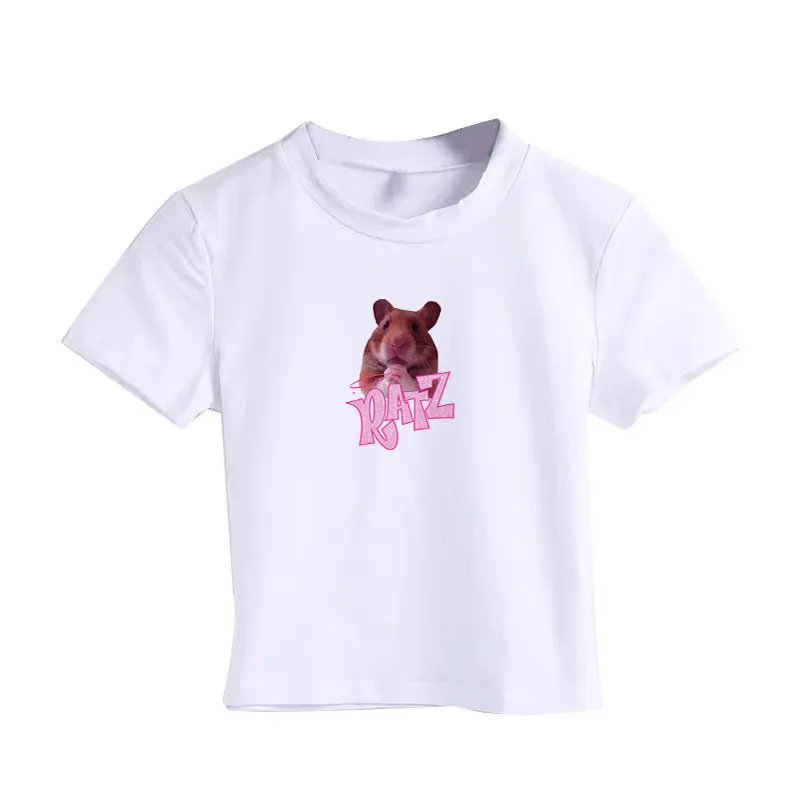 Kawaii RATZ Mouse Print Zudio T Shirts Womens Casual Streetwear Crop Top  With Y2K Graphic And Short Sleeves From Hongpingguog, $17.89