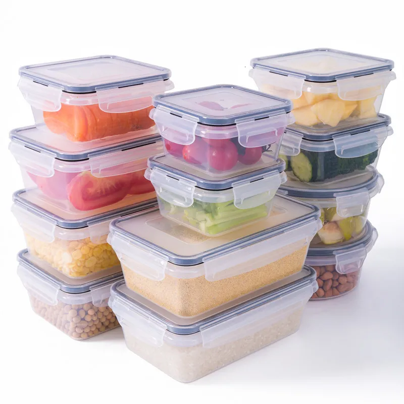 Lunch Boxes Airtight Food Storage Container with Lid Leak Proof Snap Lock BPA Free Plastic 230704