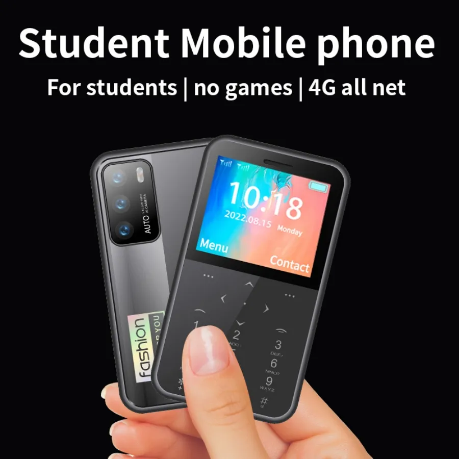 Original Nya H888 Minikort Telefoner Olåsta Quad Band Dual Sim-kort GSM Mobiltelefon 1,8'' Mobiltelefoner Ultratunna Mode Barn Liten Mobiltelefon