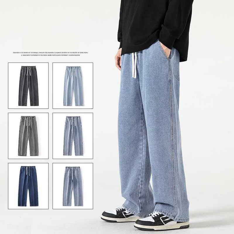 Jean droit décontracté hommes pantalon en Denim ample Streetwear printemps jambe large jean neutre homme marque vêtements mode Baggy