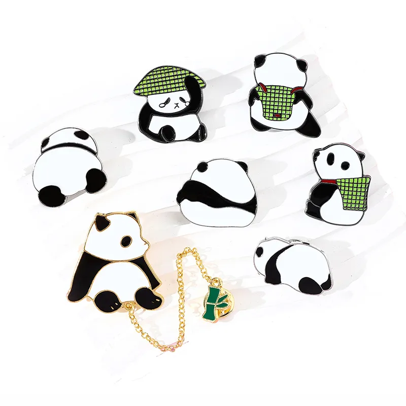 Dessin animé Panda broche mignon fête faveur Animal alliage Badge cartable crayon sac décoration fournitures