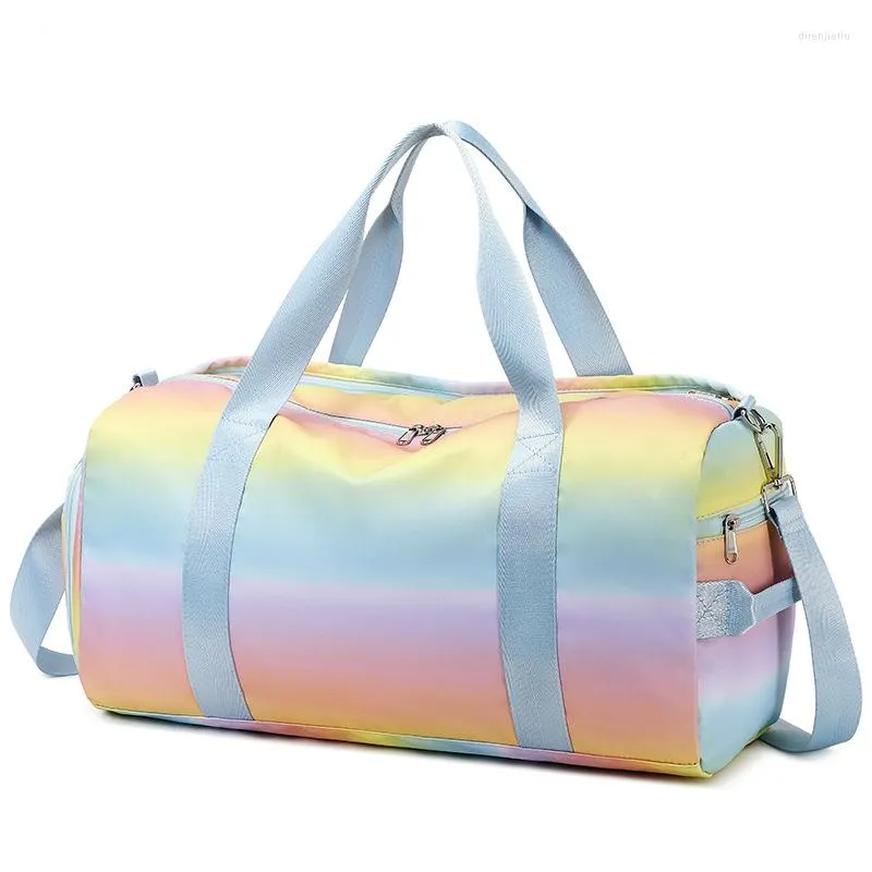 Bolsas ao ar livre 2023 bolsa de viagem feminina grande capacidade ioga fitness iridescência ombro esporte academia jogo badminton basquete