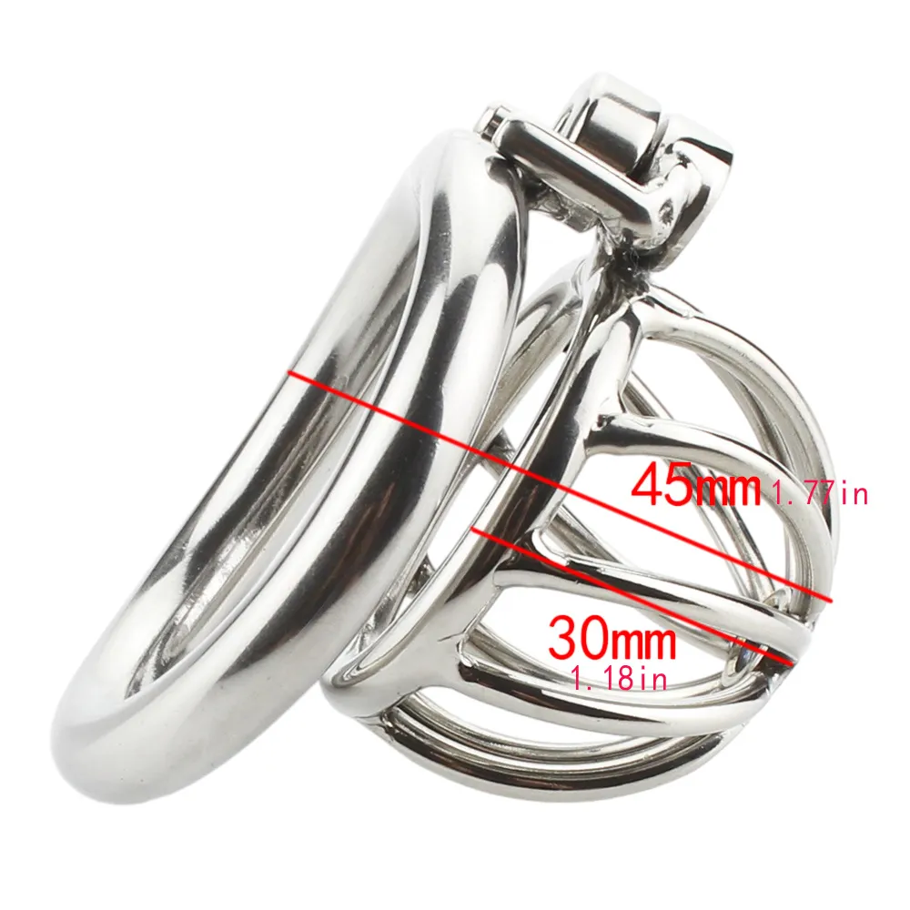 Dispositivo di castità maschile Gabbia di castità in acciaio inossidabile dal design unico con cintura pene a forma di arco Giocattoli del sesso uomini