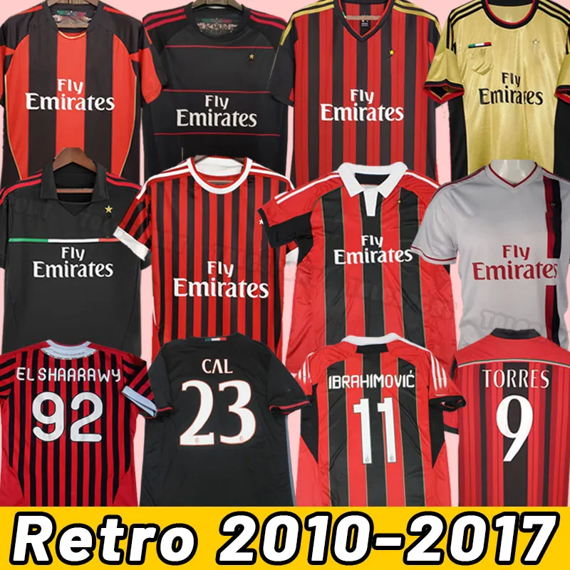 Retro shirts thuis VOETBRUINEN Gullit Maldini Van Basten voetbal KAKA Inzaghi milan PIRLO SHEVCHENKO BAGGIO Ac Milans 10 11 12 13 14 15 16 17 2010 2011 2012 2013 2014
