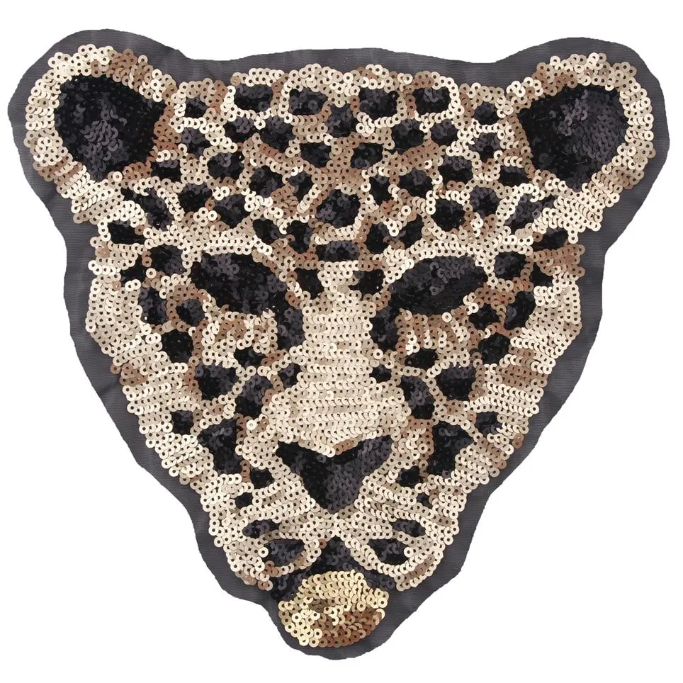 New cartoon large animal sequins leopard tiger embroidery cloth patch Sew on clothing accessories decoration322h