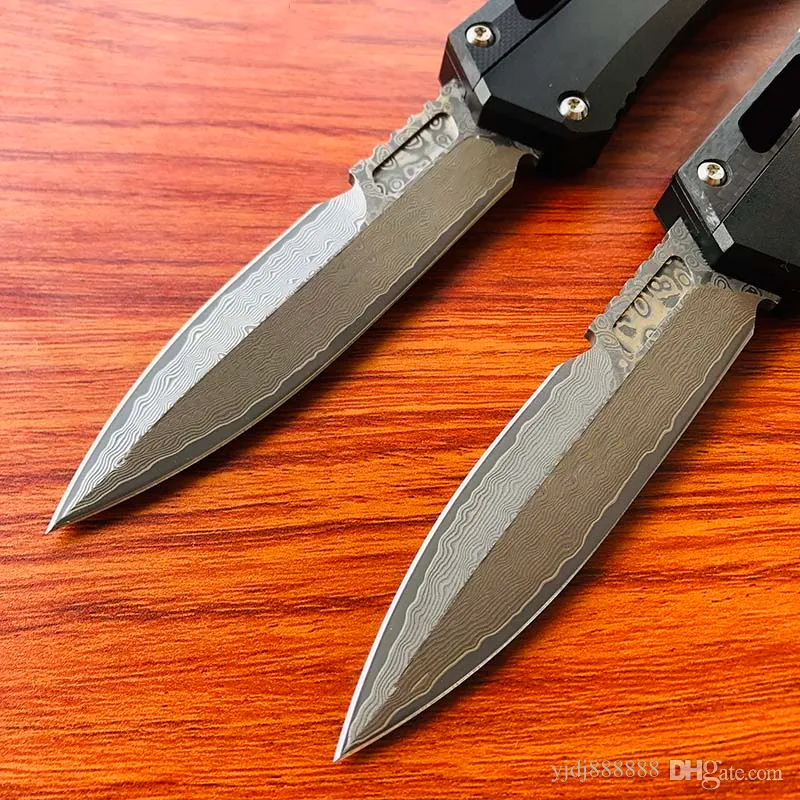 Nieuwe Amerikaanse 2 modellen UT184-10S Glykon Automatisch zakmes Damascus Blade Combat Dragon Auto Zakmessen Outdoor Survival UT85 UT88 Zelfverdediging Jacht EDC 9000 4600