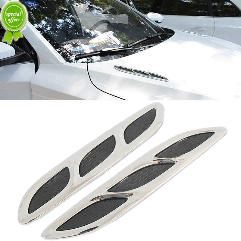 Nuovo 2pcs Simulazione Vent False Air Outlet Side Hood Bonnet Car Side Air Flow Vent Fender Side Cover Griglia di aspirazione Adesivo decorativo