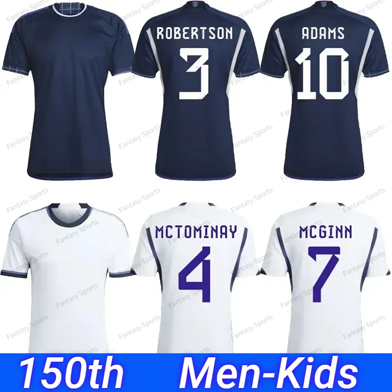 2023 스코틀랜드 축구 유니폼 150 TH Jersey McTominay John McGinn Andy Robertson Dykes Fraser Adams Hanley 남자 키트 홈 어웨이 축구 셔츠