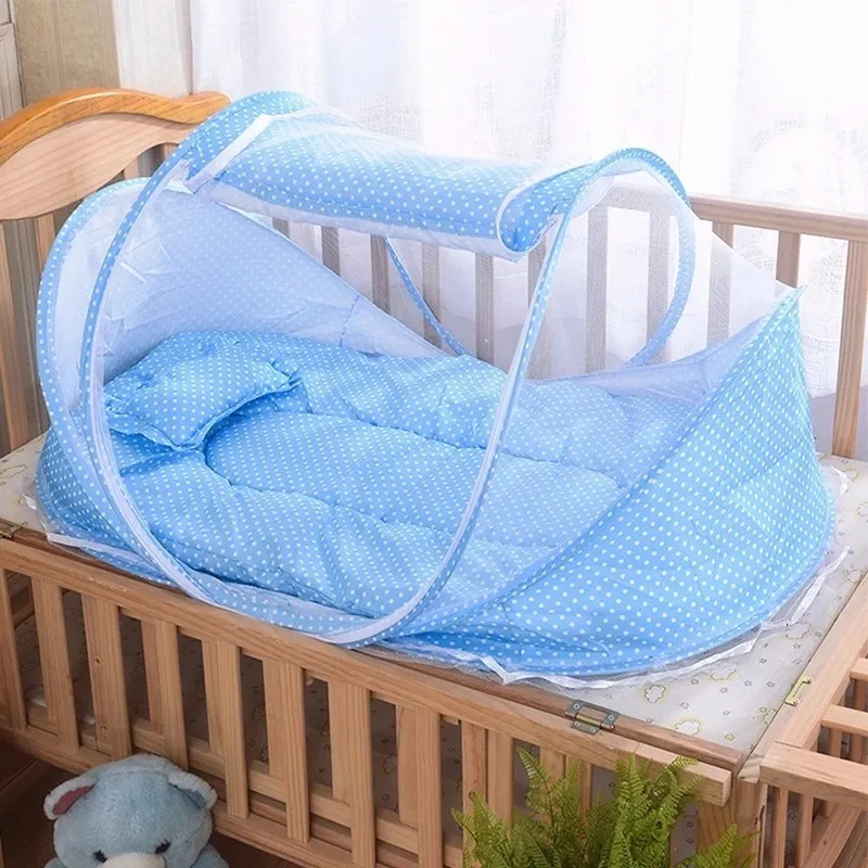 Crib Netting Draagbare Crib Ademend Opvouwbare borns Care Beddengoed Set met Klamboe Mand Kussen Katoen Slaapbedje Baby Nest Bed 230705