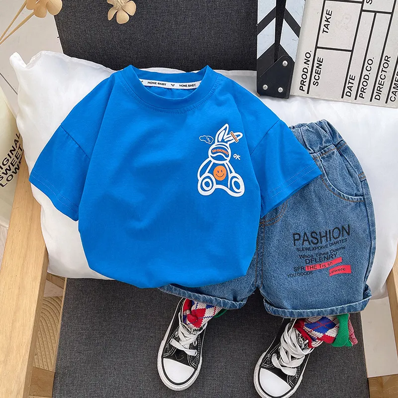 Jerseys Kinderen Jongens Kleding Zomer Pak Set 2023 Korte Mouw T-shirt Korte Broek Babykleding Bboys 230704