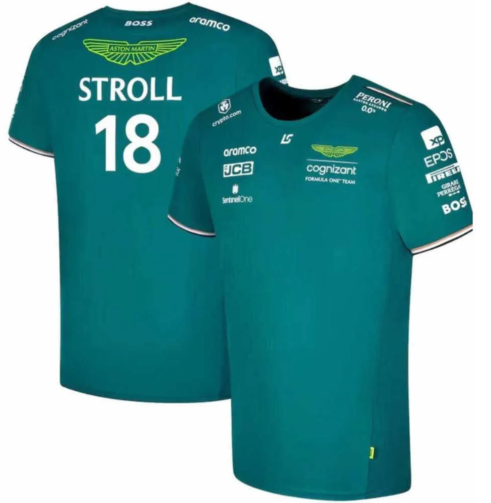 Aston Martin Aramco Cognizant F1 Polos 2023 Official Team Polo Summer men's casual quick-drying short sleeve fashion2023 Breathable and casual