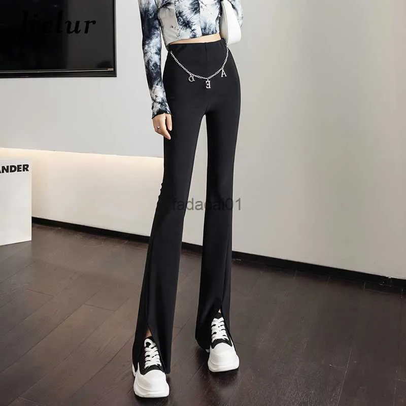 Korean Fashion High Waist Black Flare Pants With Split Zipper Buttons For  Women Jielur Casual Office Flared Trousers Women In Sizes S XL From  Fadacai01, $18.46