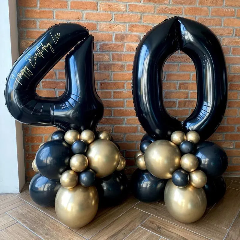 Dekoracja imprezowa 21 szt. Złoto czarne balony wieża z 32-calowym balonem w kształcie cyfry na urodziny chłopca 30 40 50 60 dostawa
