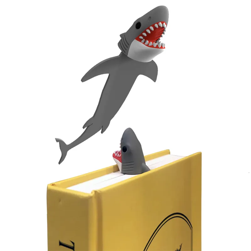 Marque-page Creative 3D Shark Bookmark Marques Livre Bloc-notes Roman Sticky Note Article de lecture Cadeau pour enfants Enfants Papeterie Plastique 230704