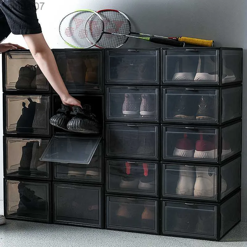 Multifunktionale stapelbare Doppel-Schuh-Aufbewahrungsregal, Organizer, rechteckige Schublade, Sneaker-Organizer, Aufbewahrungsboxen, Aufbewahrungsregal L230705